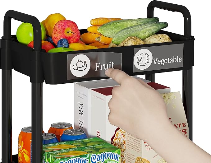 Laiensia 3-Tier Storage Carts, Mobile Shelving Unit Cart - Image 3