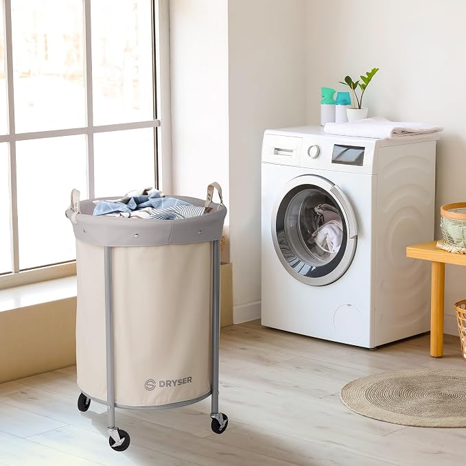Dryser Laundry Basket with Wheels, 65 Gal. Commercial Round Rolling Laundry - Image 7