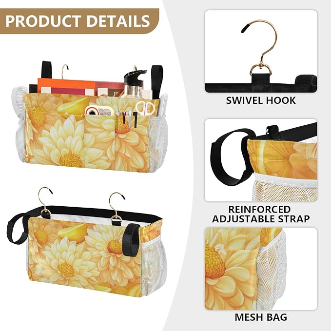 Bright Yellow Chrysanthemum Flowers and Lemon Bedside Caddy - Image 5