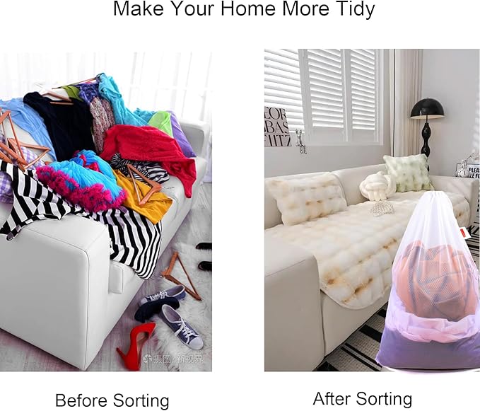 2 Pack Mesh Laundry Bags, 24 x 36 Inches Heavy Duty Drawstring Bag, Travel and - Image 5