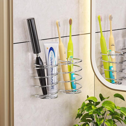 Wall-Mounted Spiral Hair Tool Holder, Adhesive Bathroom Organizer - Image 3