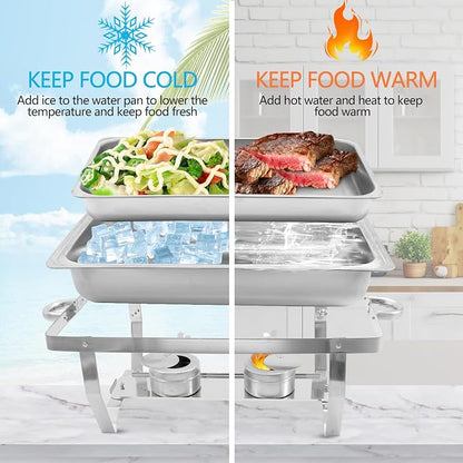 8 Qt 4 Pack Full Size Stainless Steel Chafing Dishes Buffet Set - Image 2