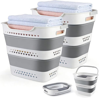 Collapsible Laundry Basket Plastic 42L Foldable Clothes Hamper by ALYSTER