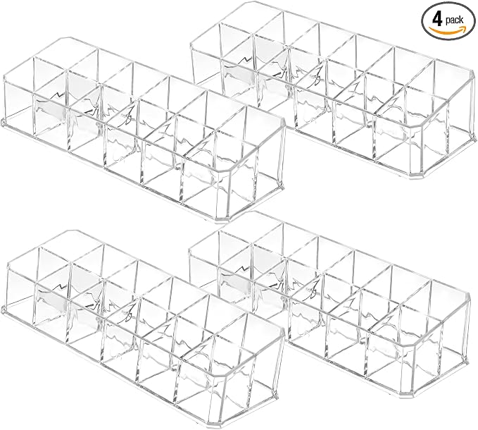 4 PCS Acrylic Lipstick Organizer, Lipstick Holder, 12-Slot Lip Gloss Holder by Unknown