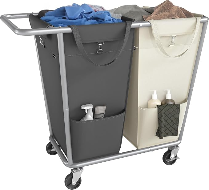 SONGMICS Laundry Basket with Wheels, 2-Section Laundry Sorter, 50.2 Gallons by SONGMICSbySONGMICSHOME