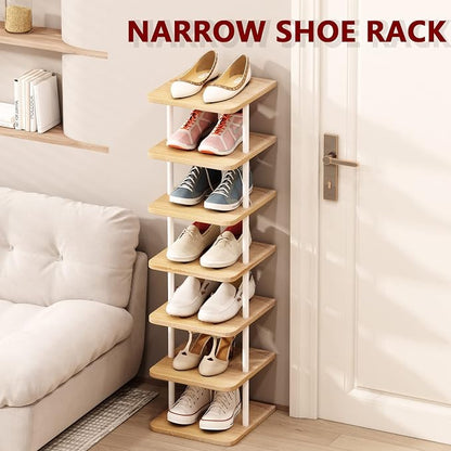 AZERPIAN Shoe Rack 7 Tier Vertical Storage Organizer Narrow Metal Slim Shelf - Image 5