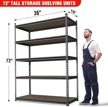WORKPRO 5-Tier Metal Storage Shelving Unit, 36”W x 18”D x 72”H, Adjustable - Image 3
