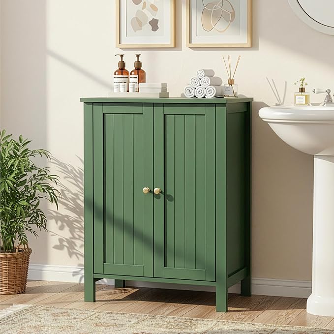 Bonnlo Free Standing Bathroom Cabinet, Sage Green Accent Storage Cabinet - Image 2