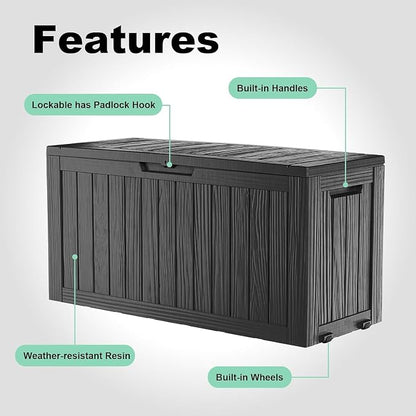 Vixzen 75 Gallon Deck Boxes Outdoor Waterproof, Resin Lockable Storage Box - Image 5