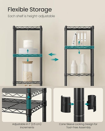SONGMICS Storage Shelf, Metal Wire Shelving Unit, 5 Tier, Ink Black | Small - Image 5