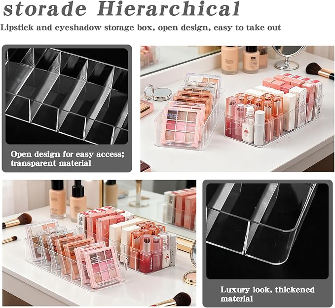 Clear Acrylic Makeup Organizers, 7-Section Bathroom Organizer - Image 4