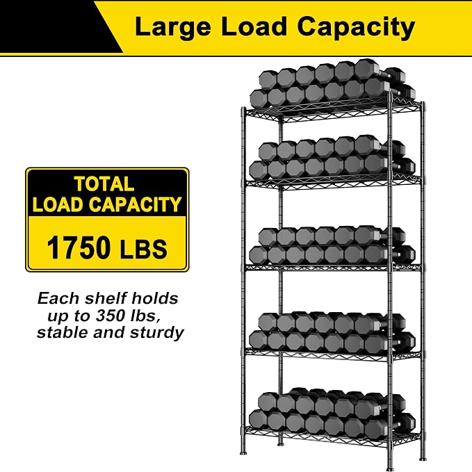 GIOTORENT 5-Wire Garage Shelving Storage Shelves, Kitchen Storage Adjustable - Image 4