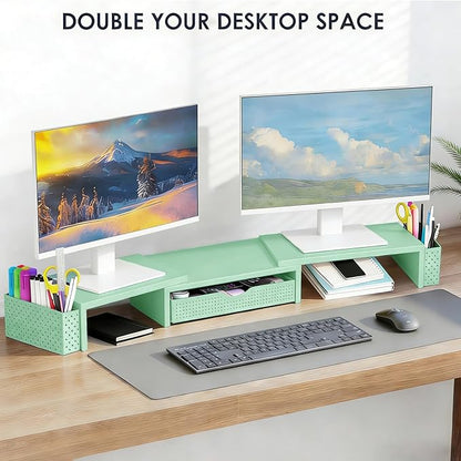 Spacrea Metal Desk Organizers and Accessories, Dual Monitor Stand Riser - Image 6