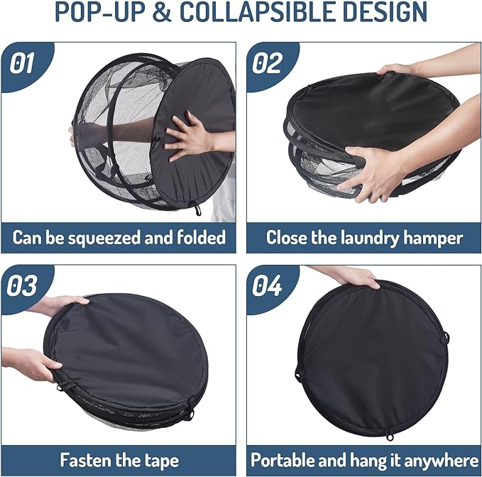 Mesh Popup Laundry Hamper 115L Foldable Laundry Basket Extra Large Capacity - Image 6