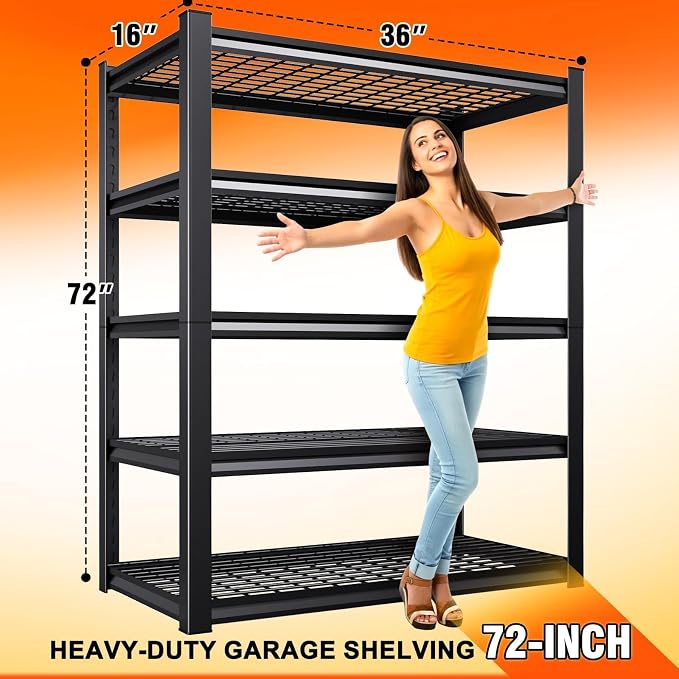 71.2''H Storage Shelves, 2500lbs Garage Shelving, Adjustable Heavy Duty - Image 3