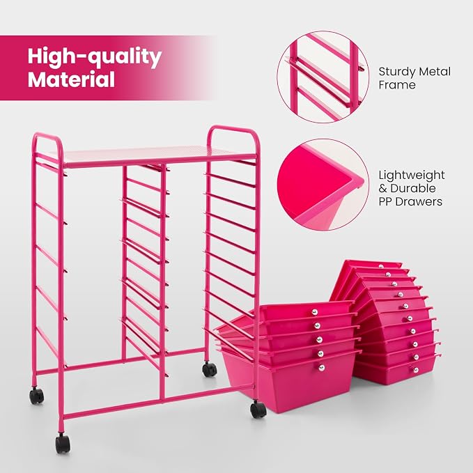 Giantex 15 Drawers Rolling Cart, Classroom Organizers, Storage Cart - Image 7