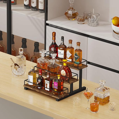 Homode Liquor Bottle Display Shelf, Coffee Syrup Rack Organizer, 3 Tier Wine - Image 2
