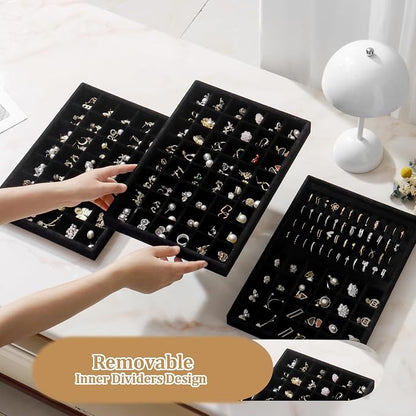 Large Jewelry Organizer for Drawer Insert Velvet Stackable Jewelry Trays for - Image 3