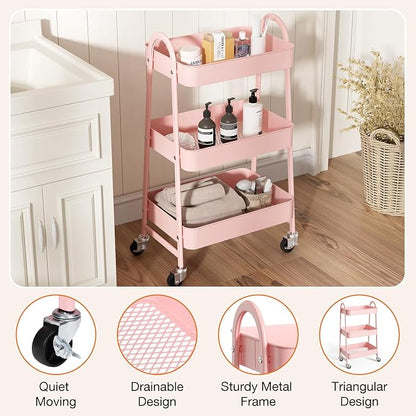 NEWBULIG 3-Tier Metal Rolling Cart - Image 2