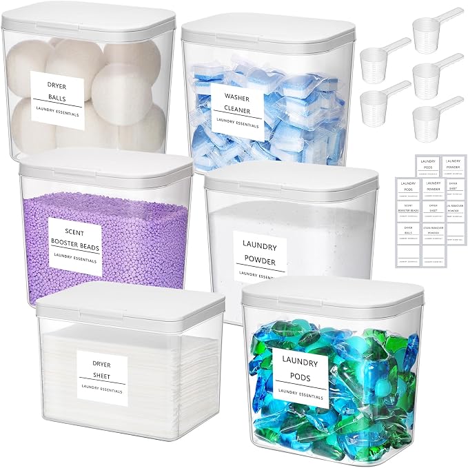 Lifewit 5+1 Laundry Pods Container & Dryer Sheet Holder, Large Powder Detergent by Lifewit