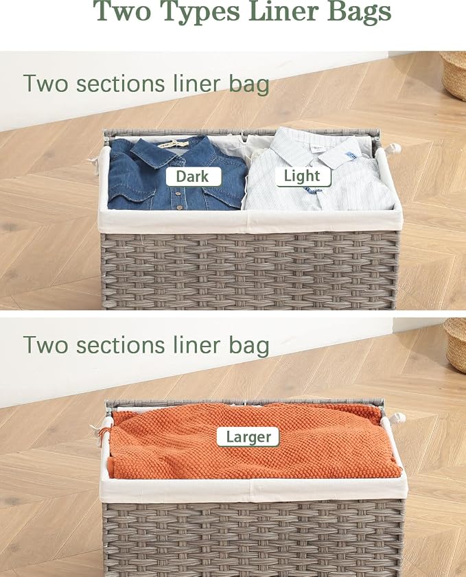 SETVSON Storage Basket with Lid Wicker Baskets - Image 5