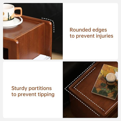 Side Table with Storage, Solid Wood Rolling End Table - Image 7