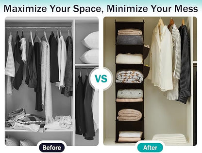 YOUDENOVA Hanging Closet Organizer, 6-Shelf Closet Hanging Storage Shelves - Image 5
