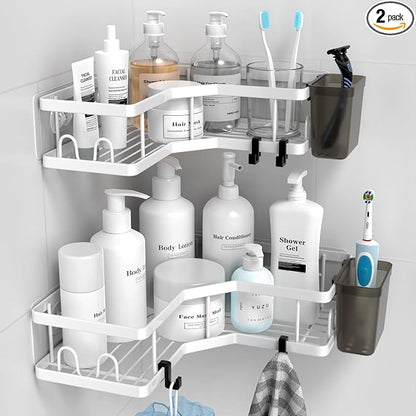 AKTECKE Shower Caddy Corner Organizer Shelf: 2Pack Adhesive Shower Essentials by AKTECKE
