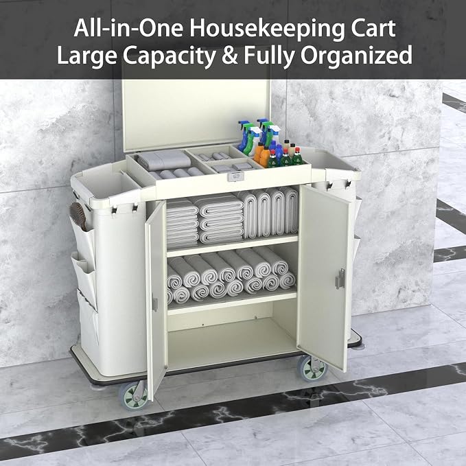 Heavy Duty Metal Housekeeping Janitorial Cart - Image 7