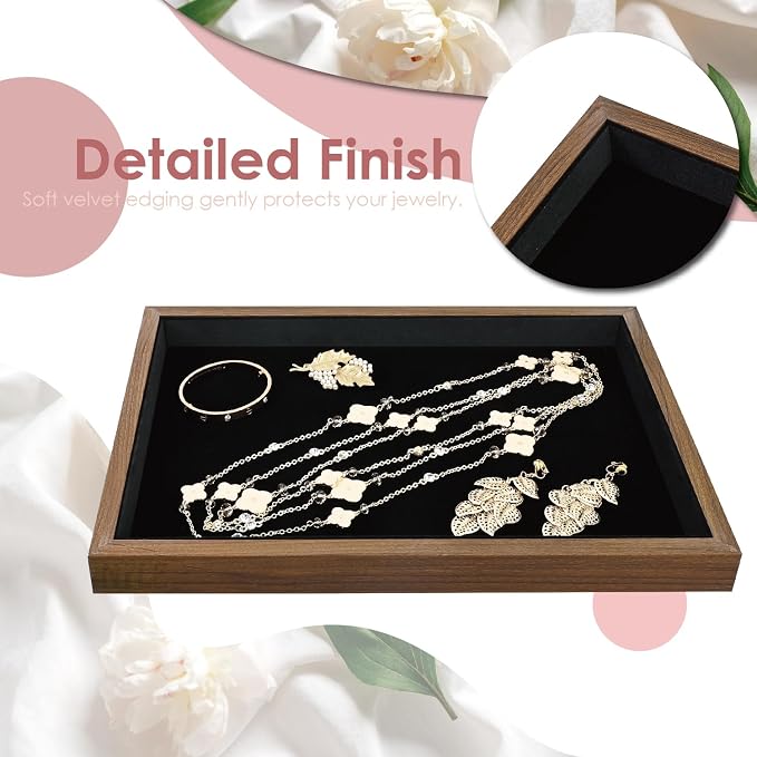 MOOCA 2 Pcs Wooden Jewelry Display Tray, Presentation Tray, Organizer - Image 3