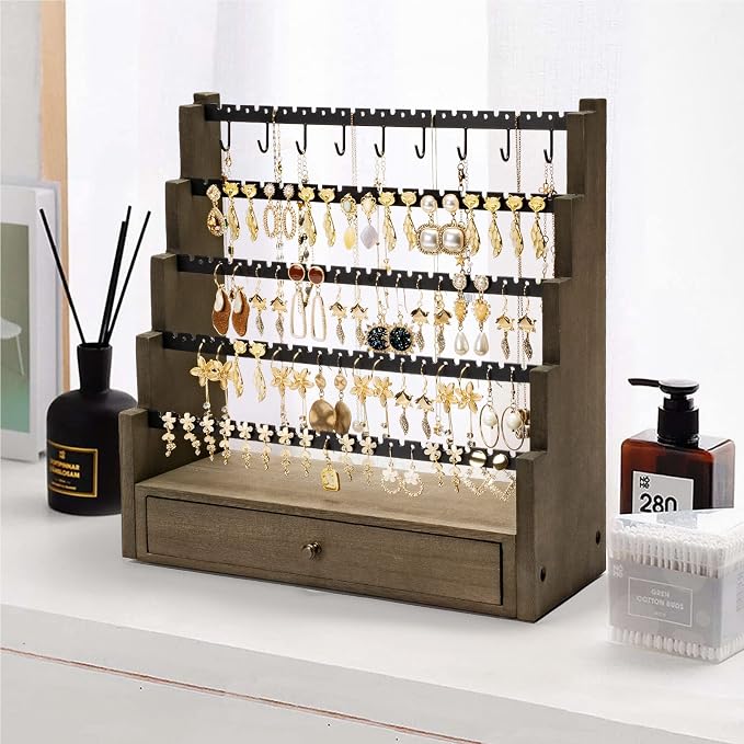 Pinzoveco Earring Organizer, 5 Layer Earring Holder Organizer - Image 7