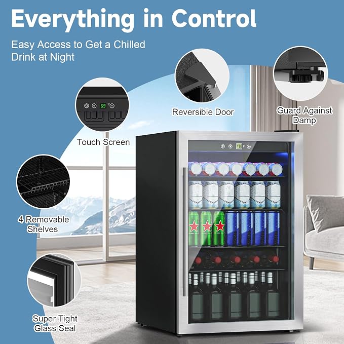 4.5 Cu.Ft Mini Fridge for 145 Cans, Beverage Refrigerator - Image 2