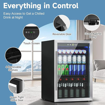 4.5 Cu.ft Beverage Refrigerator Cooler, 145 Can Mini Fridge - Image 3