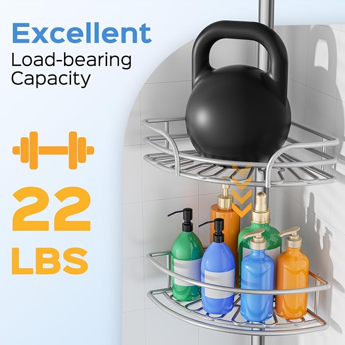 HAMITOR Shower Caddy Corner Tension Pole: 4-Tier Large Capacity Bathroom - Image 4
