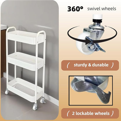 3 Tier Narrow Rolling Storage Cart - Image 4