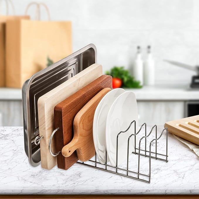 Pot Lid Organizer, Pot Lid Rack Holder, Rest Cutting Board, Pots & Pans - Image 6