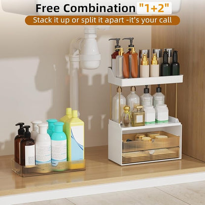 5 Tier 3 Drawers Makeup Organizer, 2 Set Bathroom Organizers and Storage - Image 7