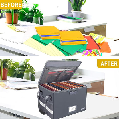 ENGPOW File Box with Lock, Fireproof Document Box with Pockets, Collapsible - Image 8