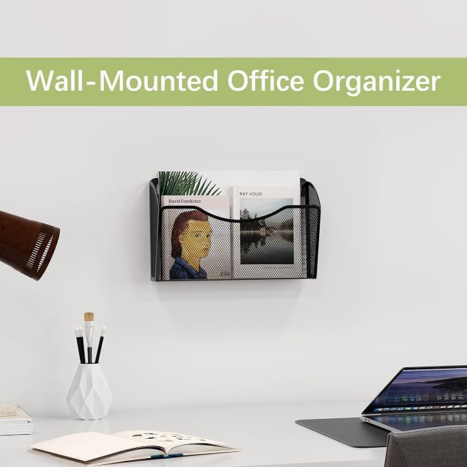 EasyPAG Wall File Organizer, Metal Mesh Hanging File Folder Holder - Image 3