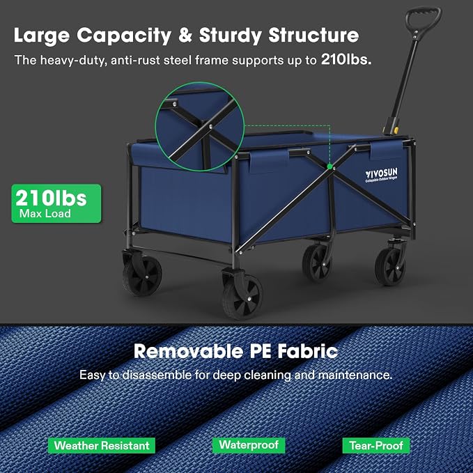 VIVOSUN Collapsible Folding Wagon, Outdoor Utility - Image 2