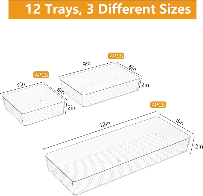 Clear Plastic Drawer Organizer Set - Image 4