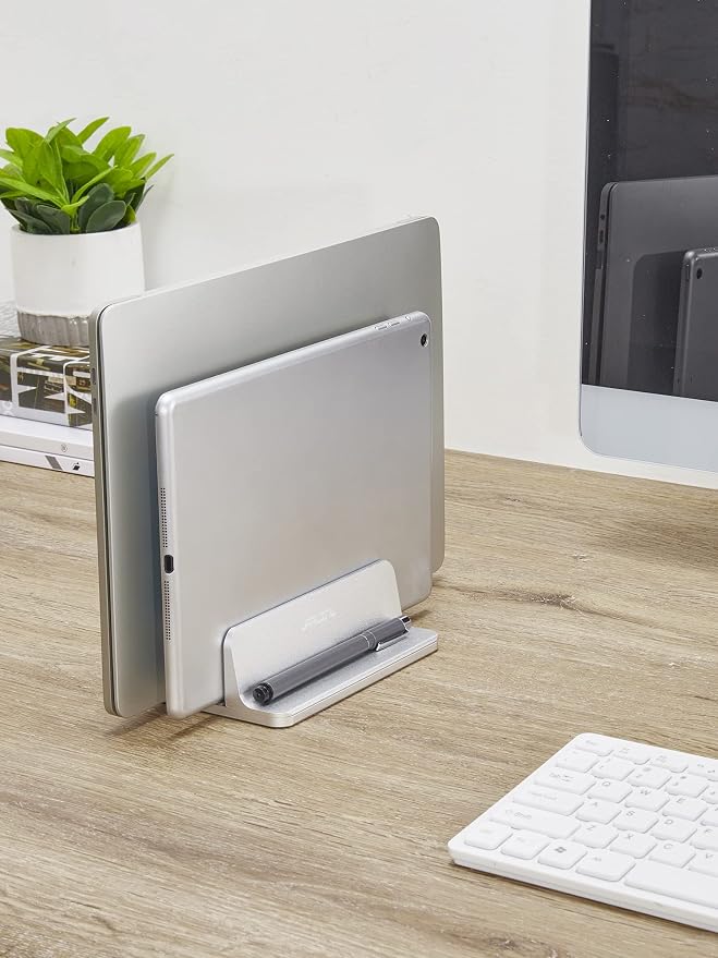 JARLINK Double Vertical Laptop Stand, Adjustable Aluminum Desk Dock, - Image 5