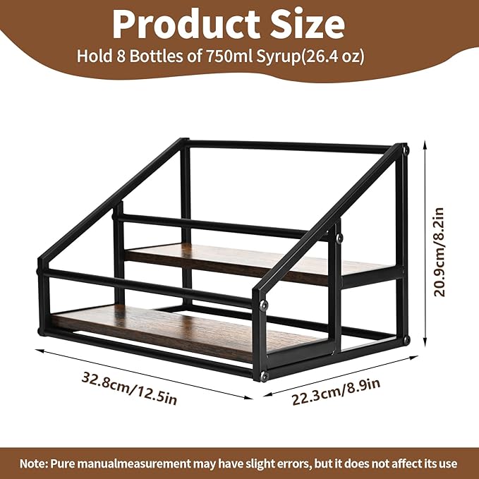 Coffee Syrup Organizer, 2-Tier 8 Bottles Coffee Syrup Rack - Image 3