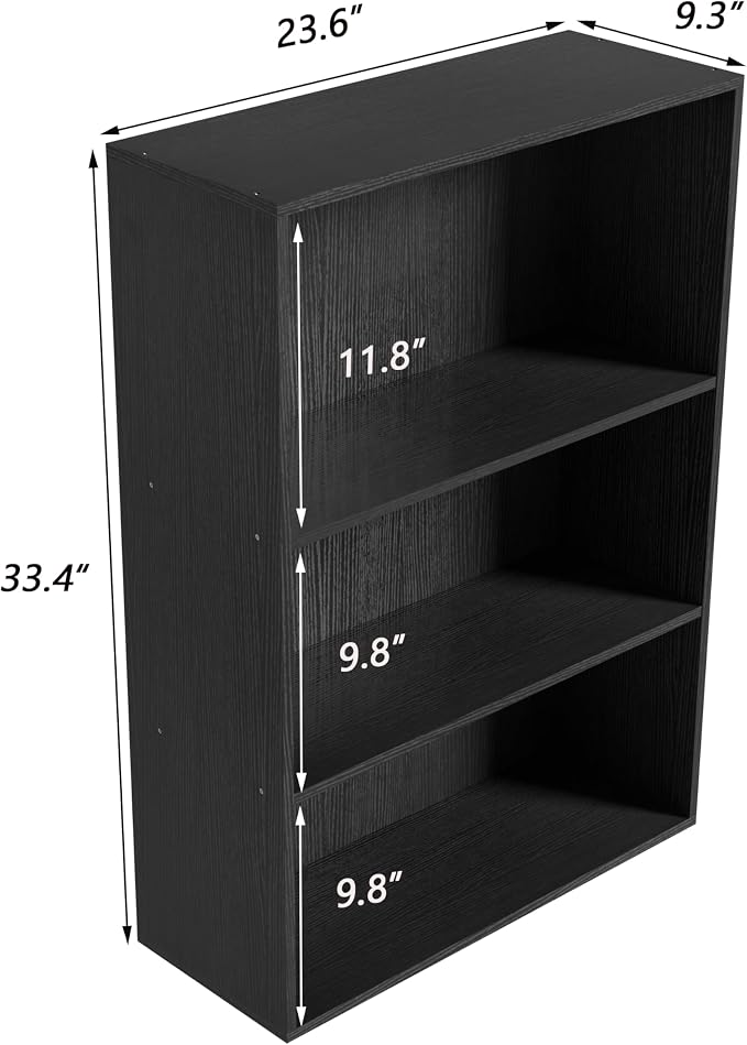Wooden 3 Cube Storage Organizer, 3 Tier Low Bookcase Storage Display Organizer - Image 3