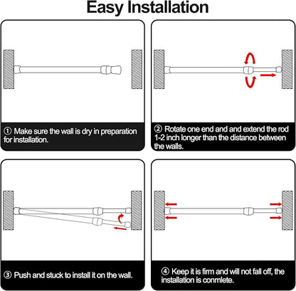 SIQUK 6 Pack Cupboard Bars Adjustable Spring Tension Rods Black Refrigerator - Image 4