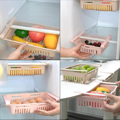 Refrigerator Drawer Organizer 2 Packs Retractable Drawer Refrigerator Storage - Image 4