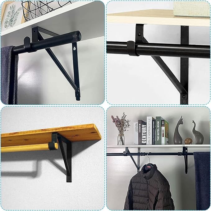 10PCS Heavy Duty Closet Rod Bracket, 11 x 11 Inch Closet Shelf Brackets - Image 7