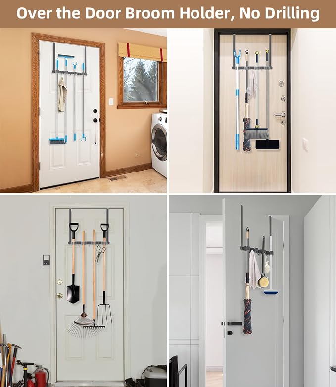 Broom Holder Over The Door-304 Stainless Steel Mop and Broom Holder Wall - Image 6