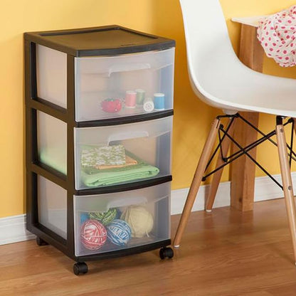 Sterilite 4-Pack 3-Drawer Rolling Plastic Storage Cart, or Dorm Portable - Image 6