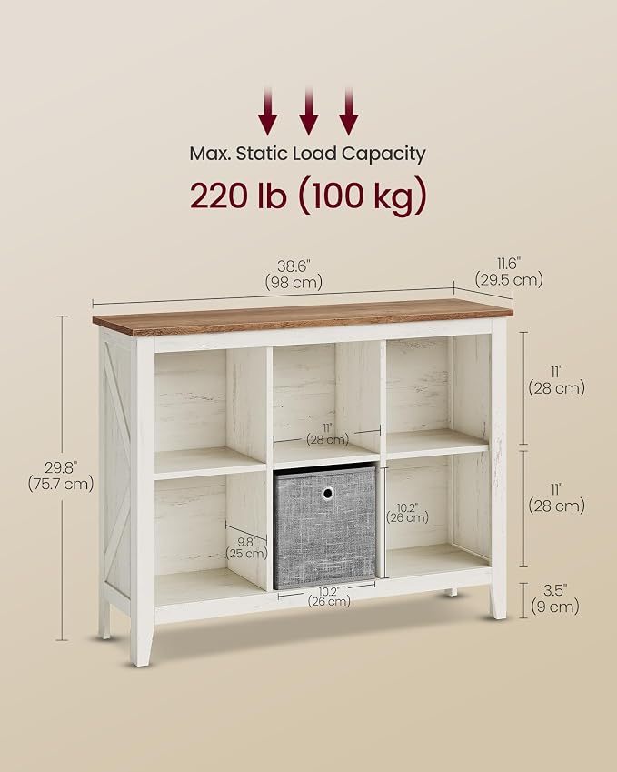 VASAGLE Liry Collection Farmhouse Bookcase, 6-Cube Storage Organizer - Image 6
